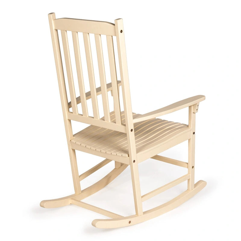 Chaise à bascule d'extérieur Parker Farmhouse Classic Slat-Back en bois d'acacia, supportant 158 kg, par JONATHAN Y