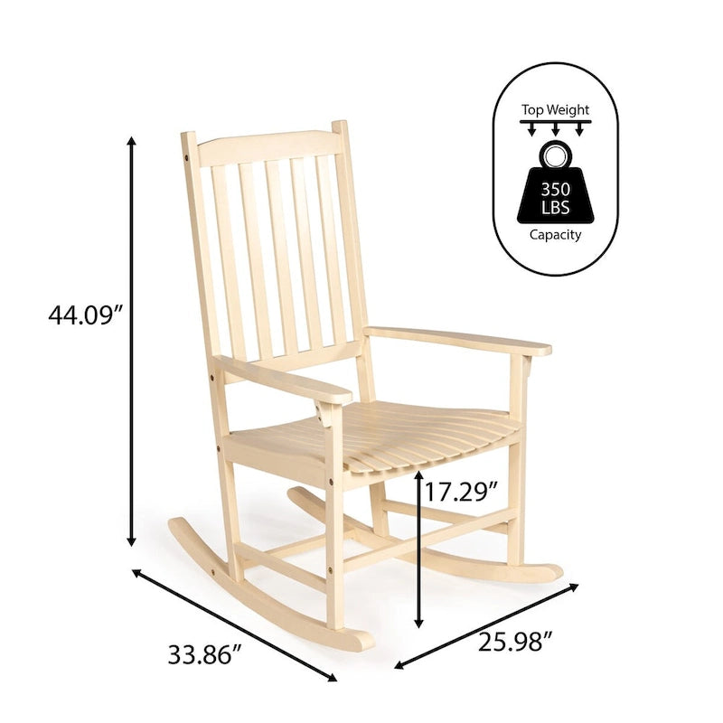 Chaise à bascule d'extérieur Parker Farmhouse Classic Slat-Back en bois d'acacia, supportant 158 kg, par JONATHAN Y
