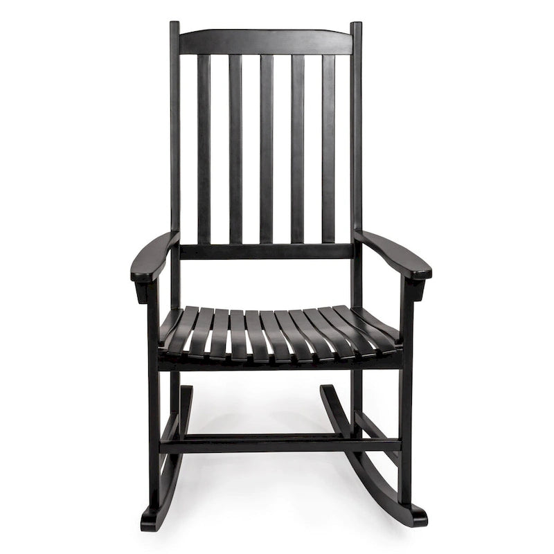 Chaise à bascule d'extérieur Parker Farmhouse Classic Slat-Back en bois d'acacia, supportant 158 kg, par JONATHAN Y