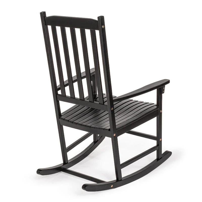 Chaise à bascule d'extérieur Parker Farmhouse Classic Slat-Back en bois d'acacia, supportant 158 kg, par JONATHAN Y