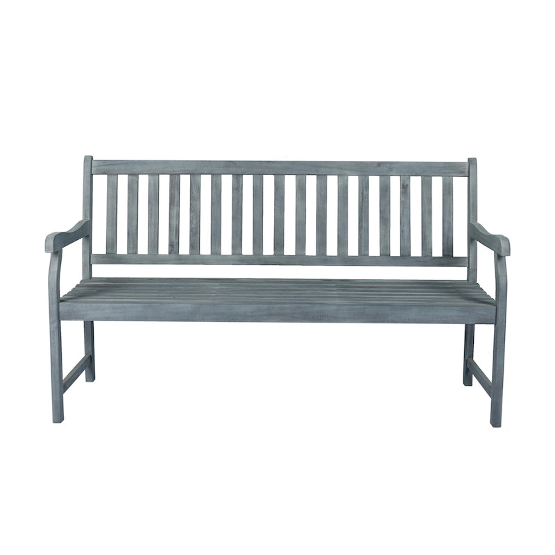 Banc de jardin/patio d'extérieur en bois d'acacia Blane 59.1, 3 places à dossier à lattes, supporte 272 kg, par JONATHAN Y