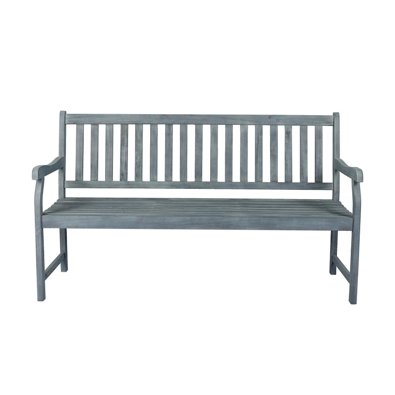 Banc de jardin/patio d'extérieur en bois d'acacia Blane 59.1, 3 places à dossier à lattes, supporte 272 kg, par JONATHAN Y