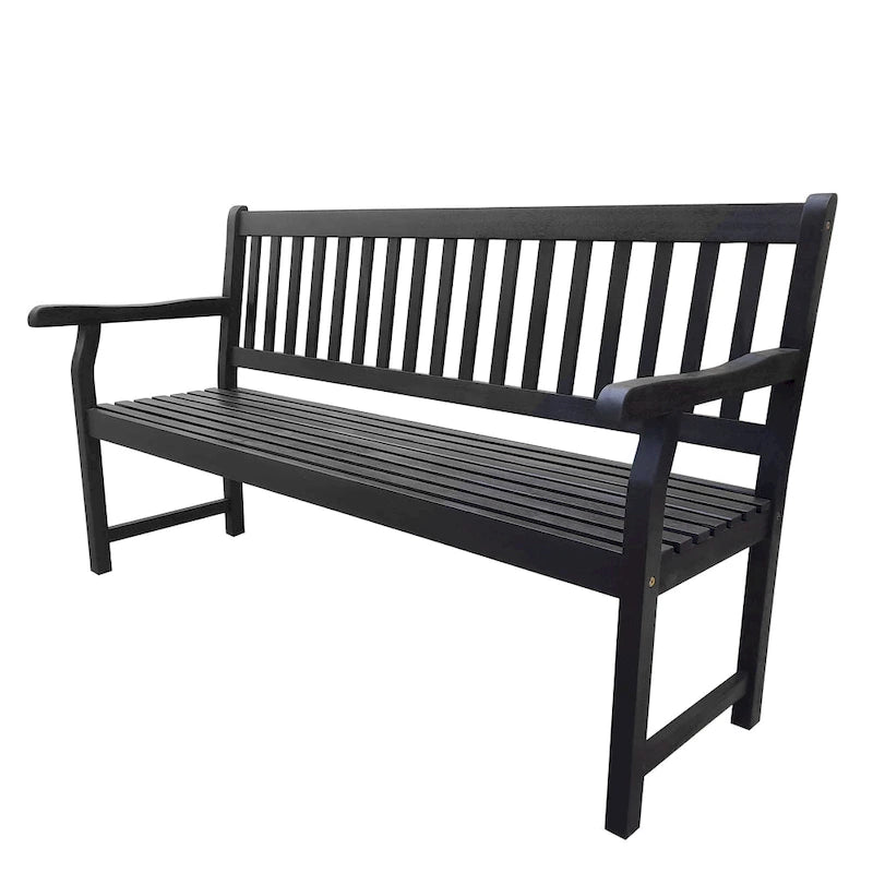 Banc de jardin/patio d'extérieur en bois d'acacia Blane 59.1, 3 places à dossier à lattes, supporte 272 kg, par JONATHAN Y