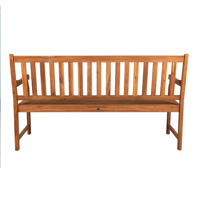 Banc de jardin/patio d'extérieur en bois d'acacia Blane 59.1, 3 places à dossier à lattes, supporte 272 kg, par JONATHAN Y