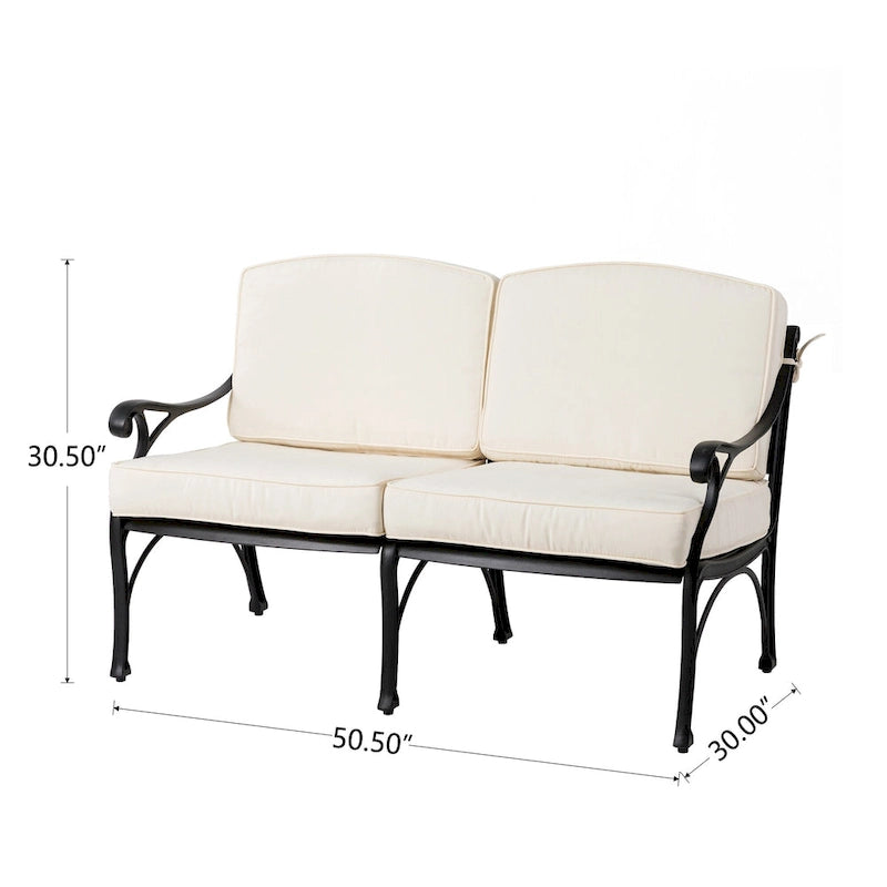 Ensemble de canapé d'angle de patio 2 pièces en fonte d'aluminium Elm Plus avec coussins beiges