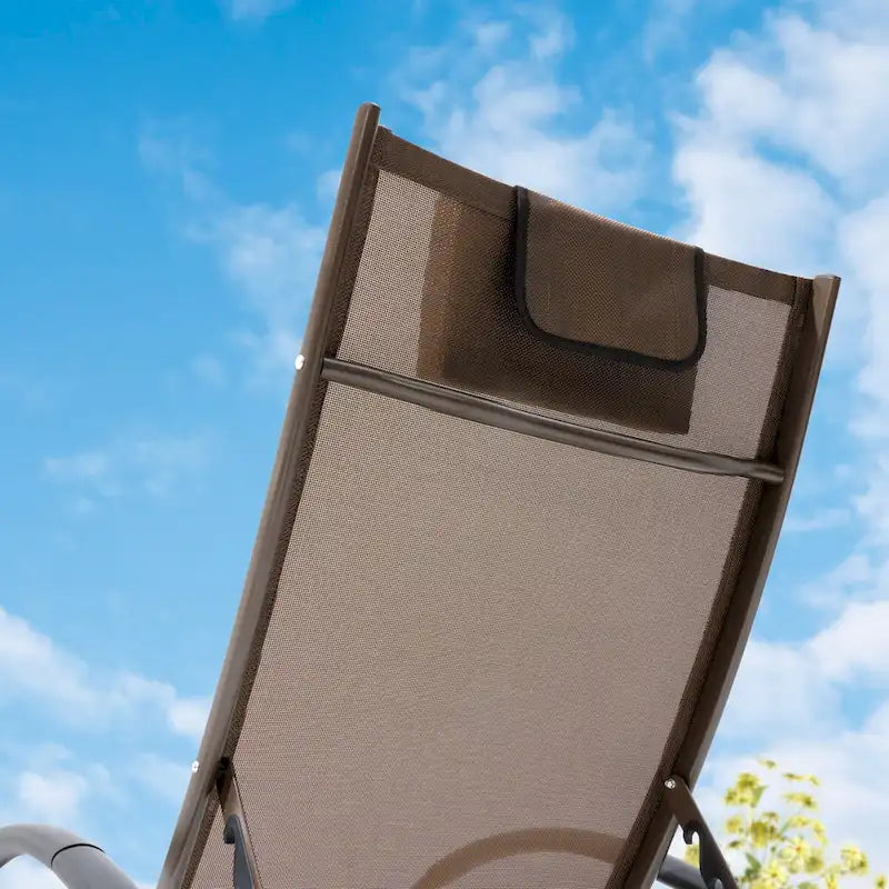 Chaises longues pliantes réglables d'extérieur avec appuie-tête (Lot de 2)