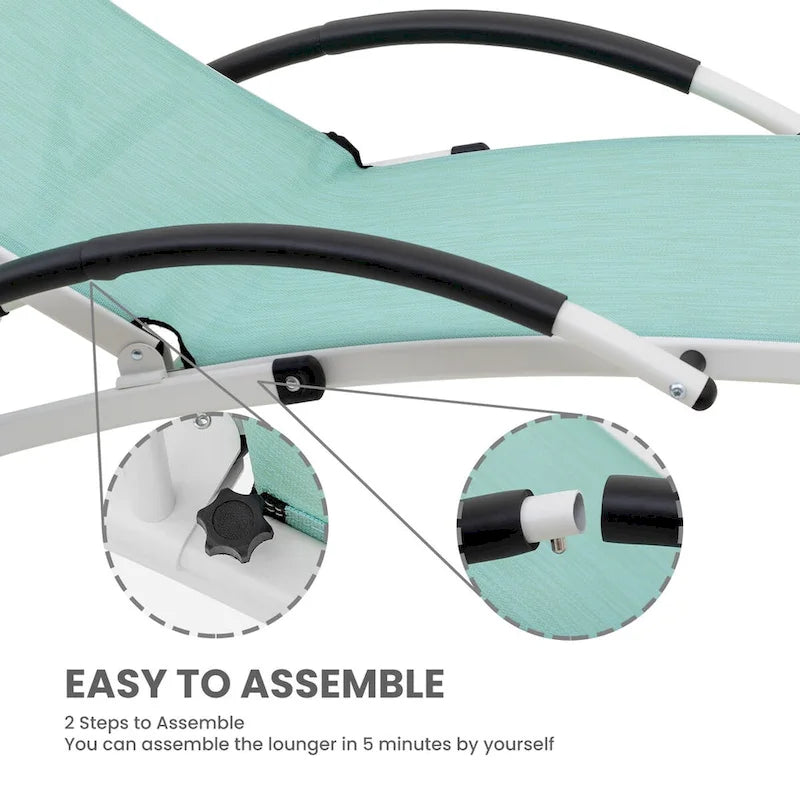 Chaises longues pliantes réglables d'extérieur avec appuie-tête (Lot de 2)