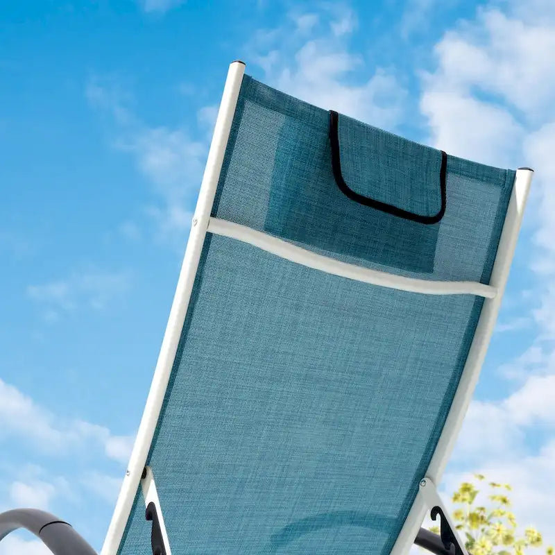 Chaises longues pliantes réglables d'extérieur avec appuie-tête (Lot de 2)