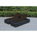 Ohana Patio extérieur 2 pièces en osier noir, chaises longues, aucun assemblage requis