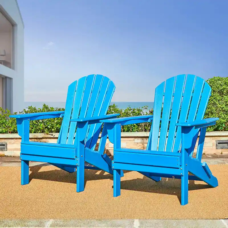 Elm Plus Outdoor Patio HDPE Folding Adirondack Chairs Furniture