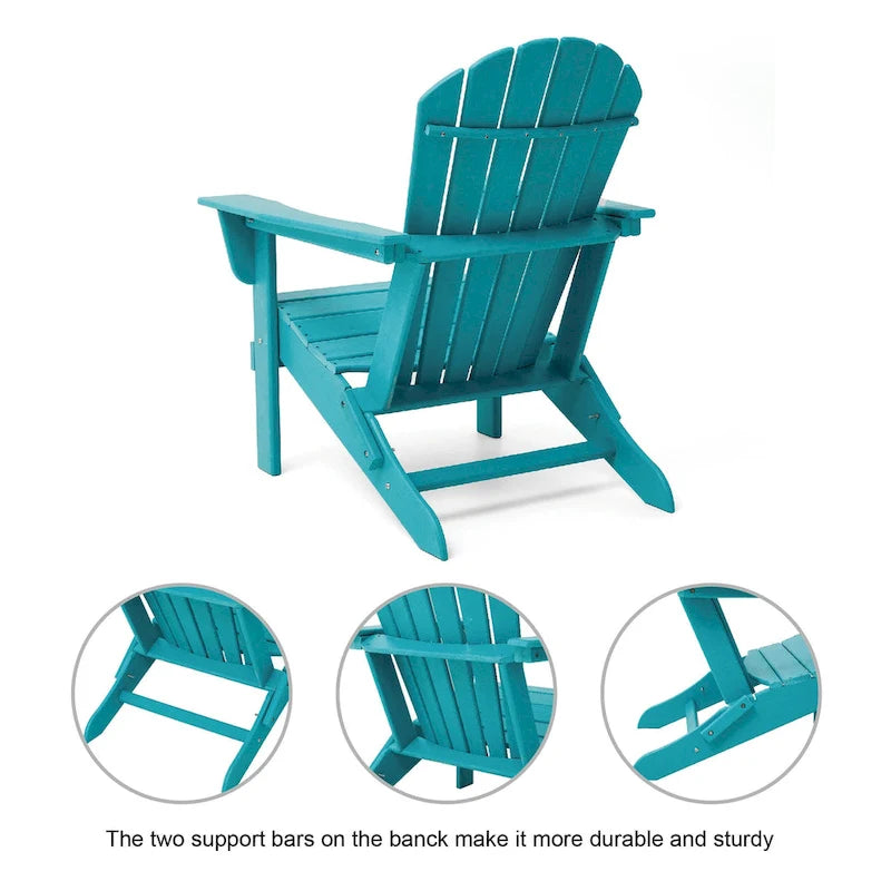 Chaise Adirondack pliante en PEHD pour patio extérieur Elm Plus