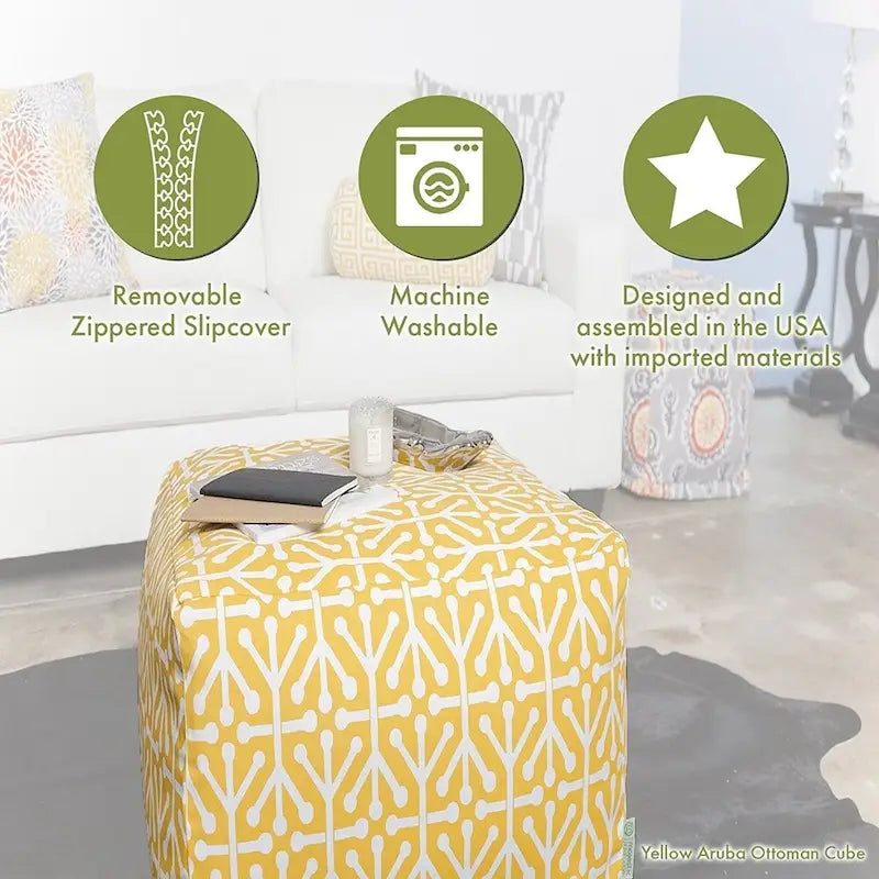 Majestic Home Goods Pouf Cube Repose-pieds Intérieur / Extérieur Sud-Ouest