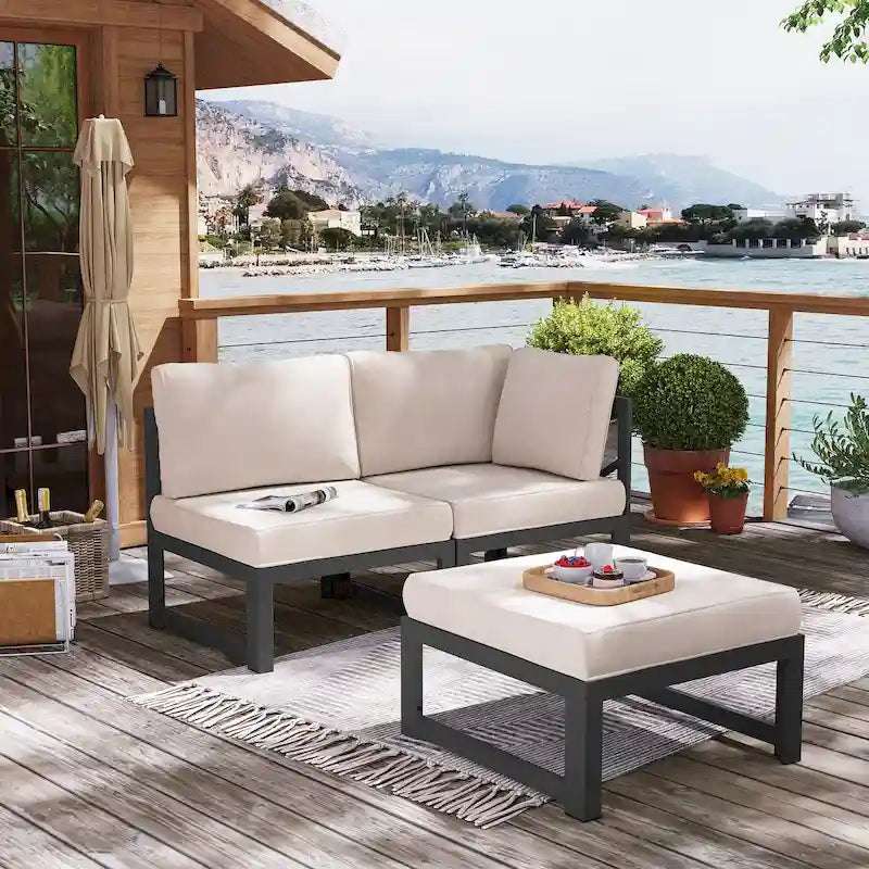 VredHom Lit de repos extérieur pour patio - Canapé d'angle modulable pour patio