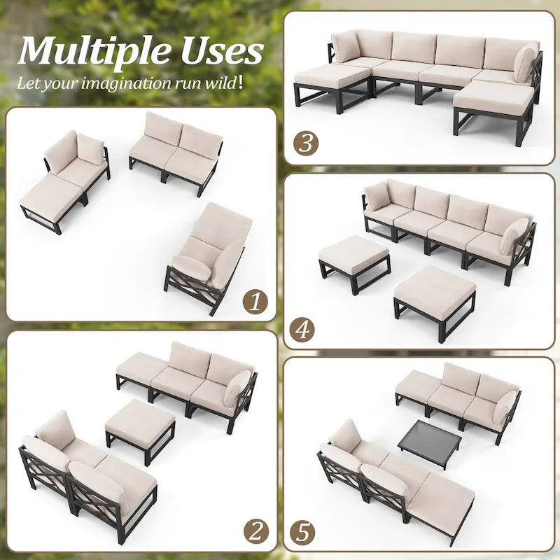 VredHom Lit de repos extérieur pour patio - Canapé d'angle modulable pour patio