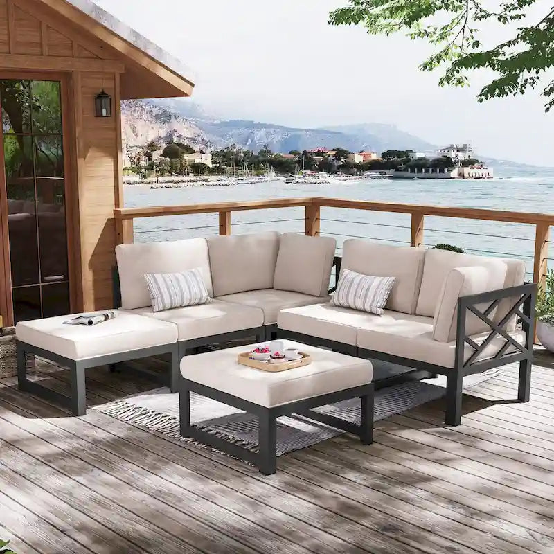 VredHom Lit de repos extérieur pour patio - Canapé d'angle modulable pour patio