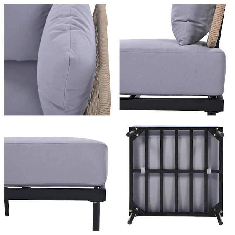 Ensemble de canapé d'angle de patio 8 pièces avec table basse