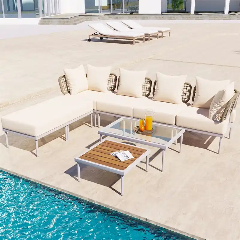 Ensemble de canapé d'angle de patio 8 pièces avec table basse