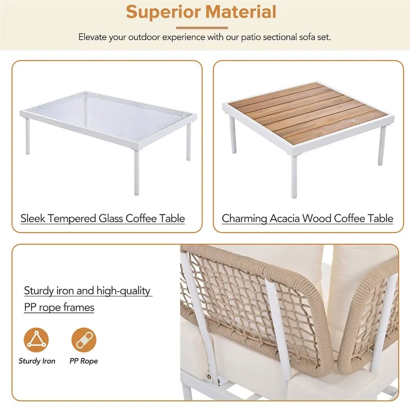Ensemble de canapé d'angle de patio 8 pièces avec table basse