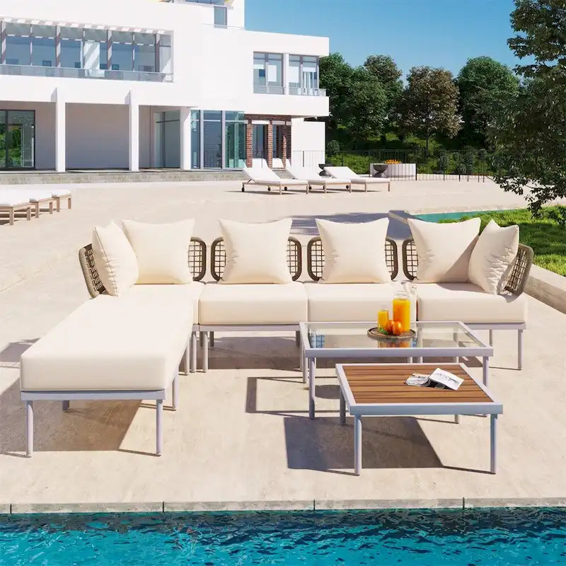 8-Piece Patio Sectional Sofa Set with Coffee Table