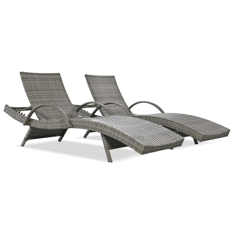 80 chaises longues d'extérieur en osier (lot de 2), fauteuil inclinable en rotin avec table d'appoint coulissante et dossier réglable