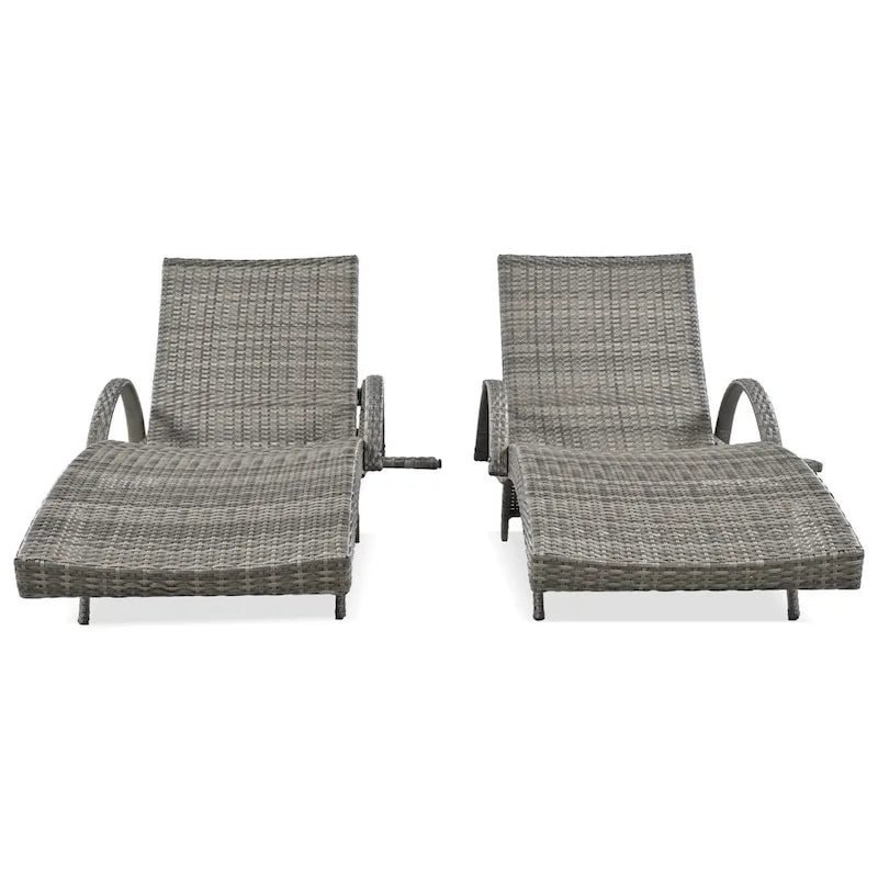 80 chaises longues d'extérieur en osier (lot de 2), fauteuil inclinable en rotin avec table d'appoint coulissante et dossier réglable