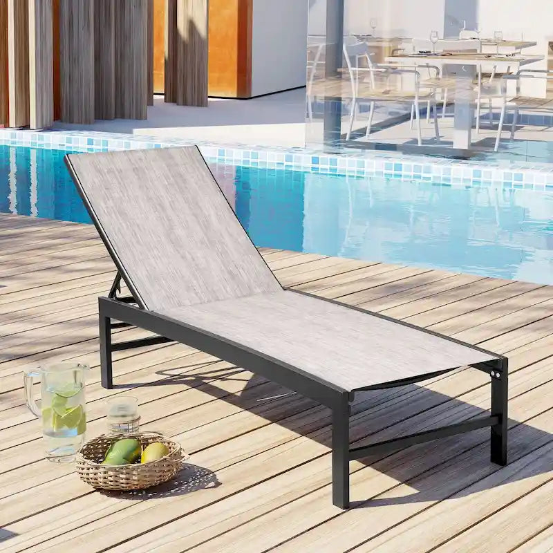 VredHom Chaise longue d'extérieur réglable en aluminium - 153,4 cm L * 62,5 cm l * 40,9/103,6 cm H