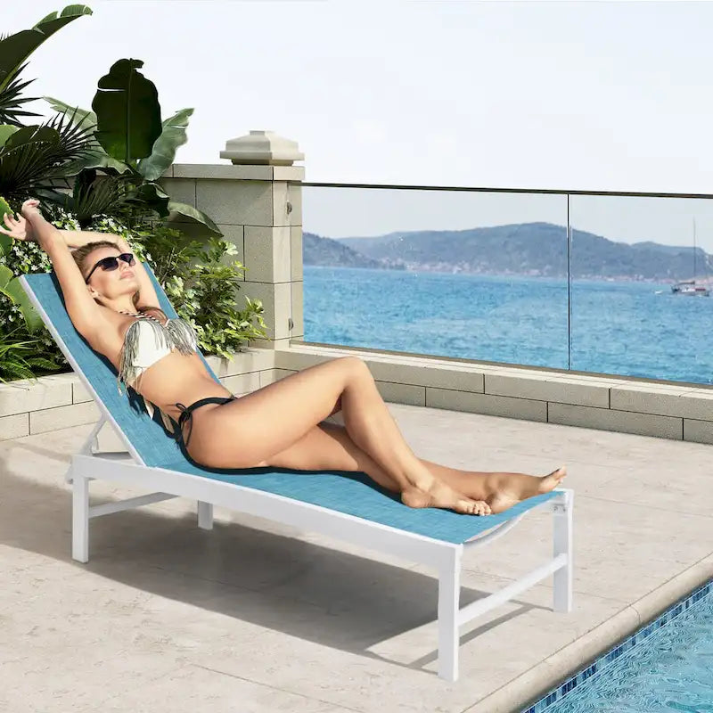 VredHom Chaise longue d'extérieur réglable en aluminium - 153,4 cm L * 62,5 cm l * 40,9/103,6 cm H