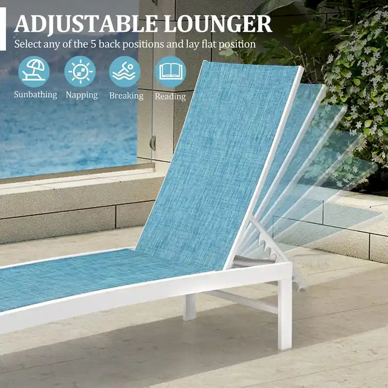 VredHom Chaise longue d'extérieur réglable en aluminium - 153,4 cm L * 62,5 cm l * 40,9/103,6 cm H