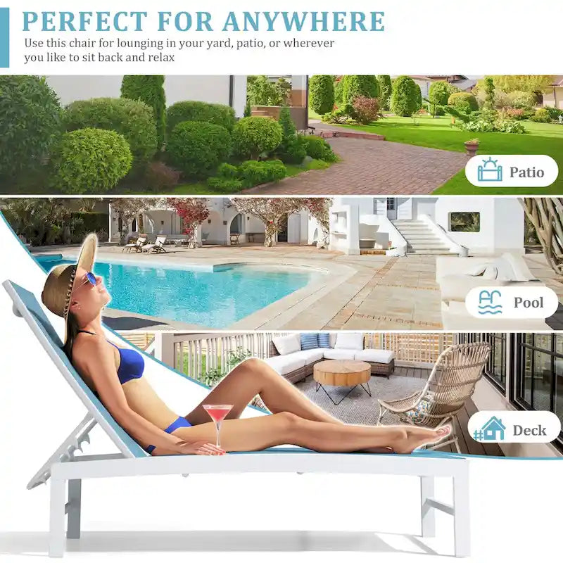 VredHom Chaise longue d'extérieur réglable en aluminium - 153,4 cm L * 62,5 cm l * 40,9/103,6 cm H