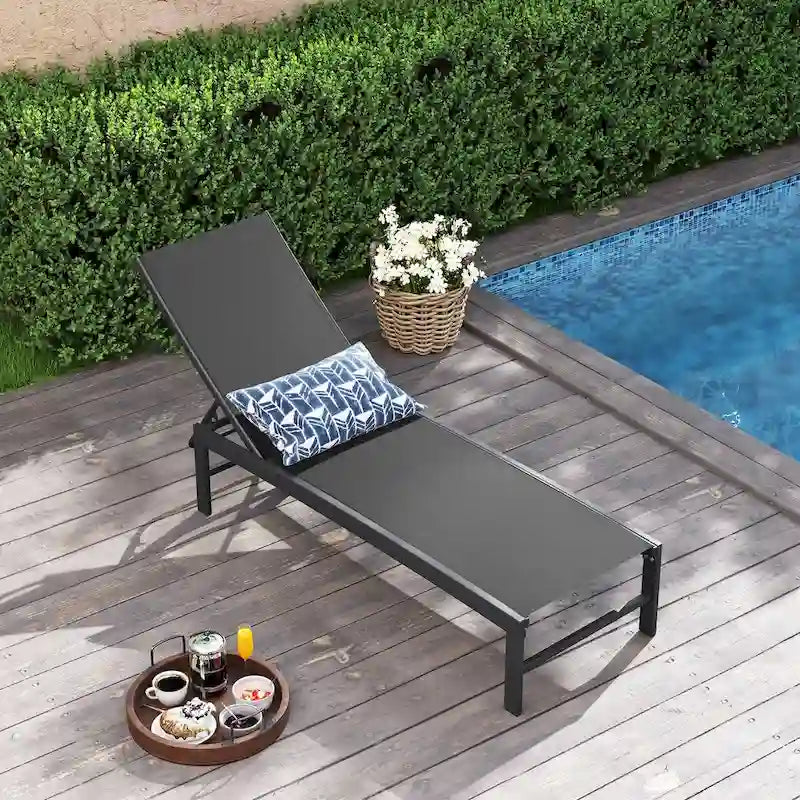VredHom Chaise longue d'extérieur réglable en aluminium - 153,4 cm L * 62,5 cm l * 40,9/103,6 cm H