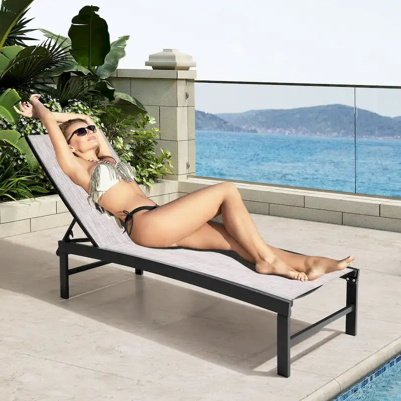 VredHom Chaise longue d'extérieur réglable en aluminium - 153,4 cm L * 62,5 cm l * 40,9/103,6 cm H