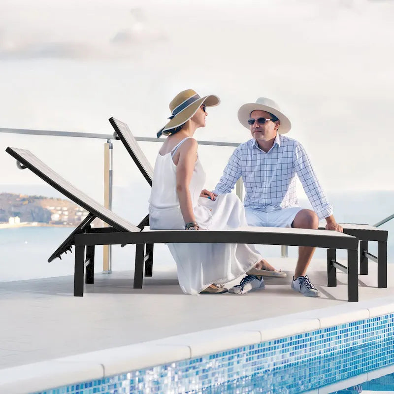 VredHom Chaise longue d'extérieur réglable en aluminium - 153,4 cm L * 62,5 cm l * 40,9/103,6 cm H