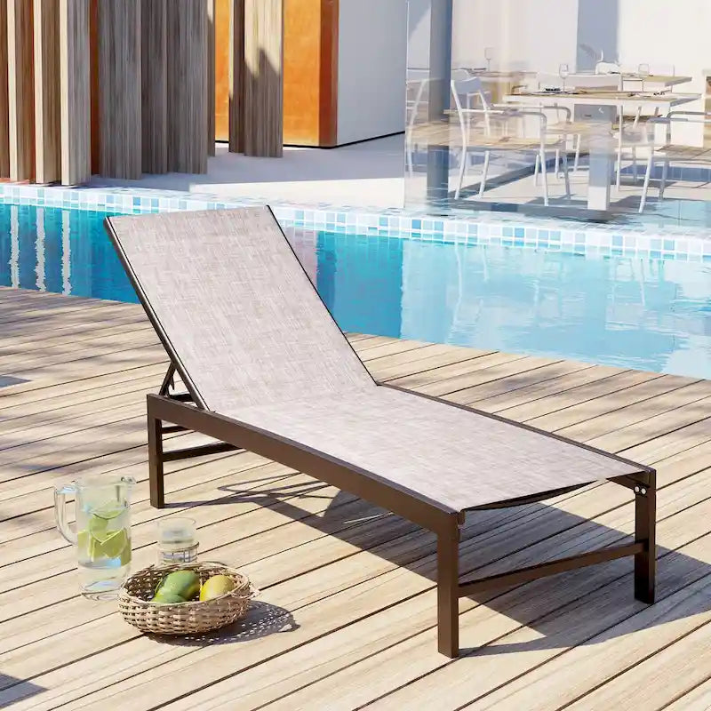 VredHom Chaise longue d'extérieur réglable en aluminium - 153,4 cm L * 62,5 cm l * 40,9/103,6 cm H