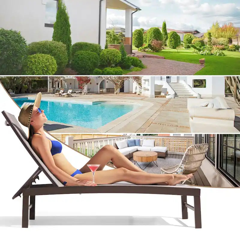 VredHom Chaise longue d'extérieur réglable en aluminium - 153,4 cm L * 62,5 cm l * 40,9/103,6 cm H