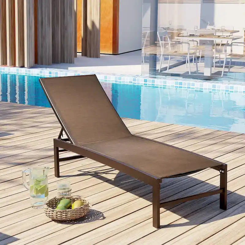 VredHom Chaise longue d'extérieur réglable en aluminium - 153,4 cm L * 62,5 cm l * 40,9/103,6 cm H