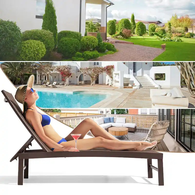 VredHom Chaise longue d'extérieur réglable en aluminium - 153,4 cm L * 62,5 cm l * 40,9/103,6 cm H