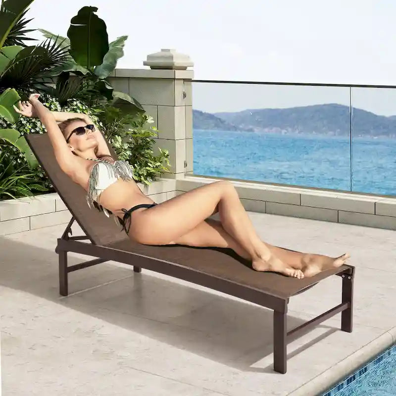 VredHom Chaise longue d'extérieur réglable en aluminium - 153,4 cm L * 62,5 cm l * 40,9/103,6 cm H