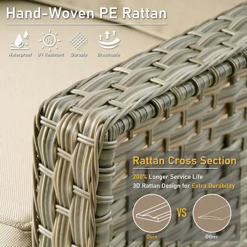 HOOOWOOO Ensemble de conversation 6 pièces en osier pour patio avec table basse