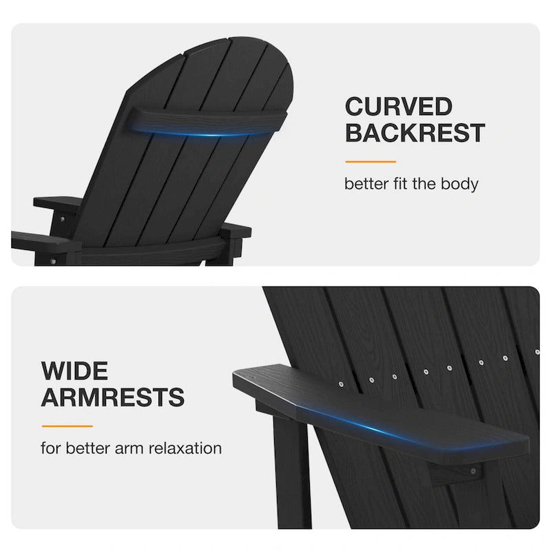Chaise berçante WINSOON HIPS toutes saisons pour l'extérieur et l'intérieur, chaise Adirondack à bascule