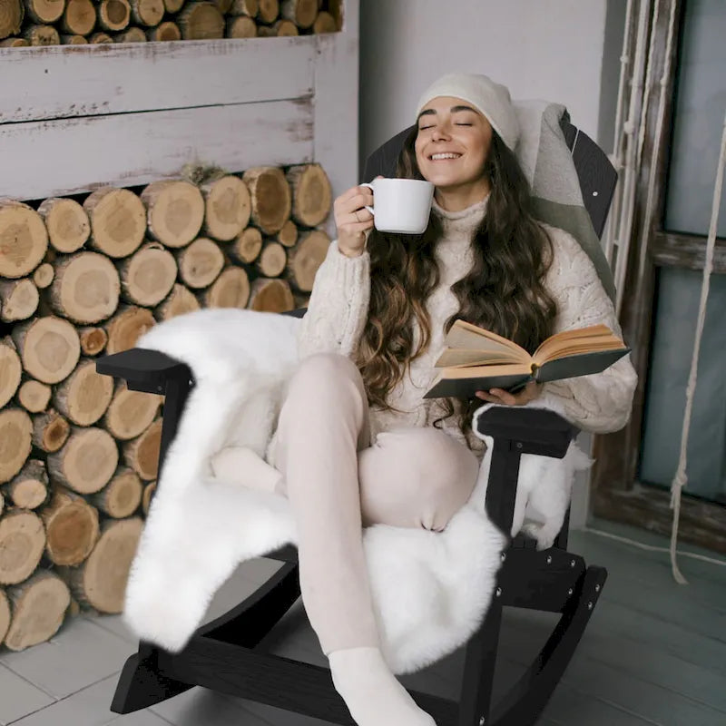 Chaise berçante WINSOON HIPS toutes saisons pour l'extérieur et l'intérieur, chaise Adirondack à bascule