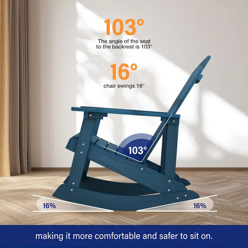 Chaise berçante WINSOON HIPS toutes saisons pour l'extérieur et l'intérieur, chaise Adirondack à bascule