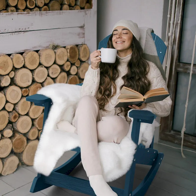 Chaise berçante WINSOON HIPS toutes saisons pour l'extérieur et l'intérieur, chaise Adirondack à bascule