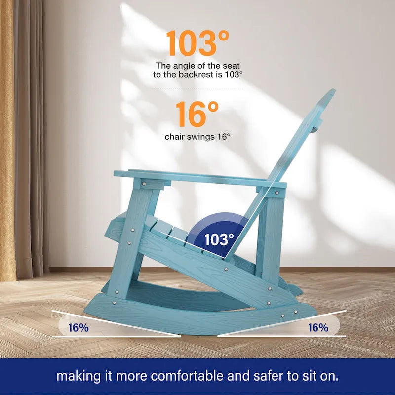Chaise berçante WINSOON HIPS toutes saisons pour l'extérieur et l'intérieur, chaise Adirondack à bascule