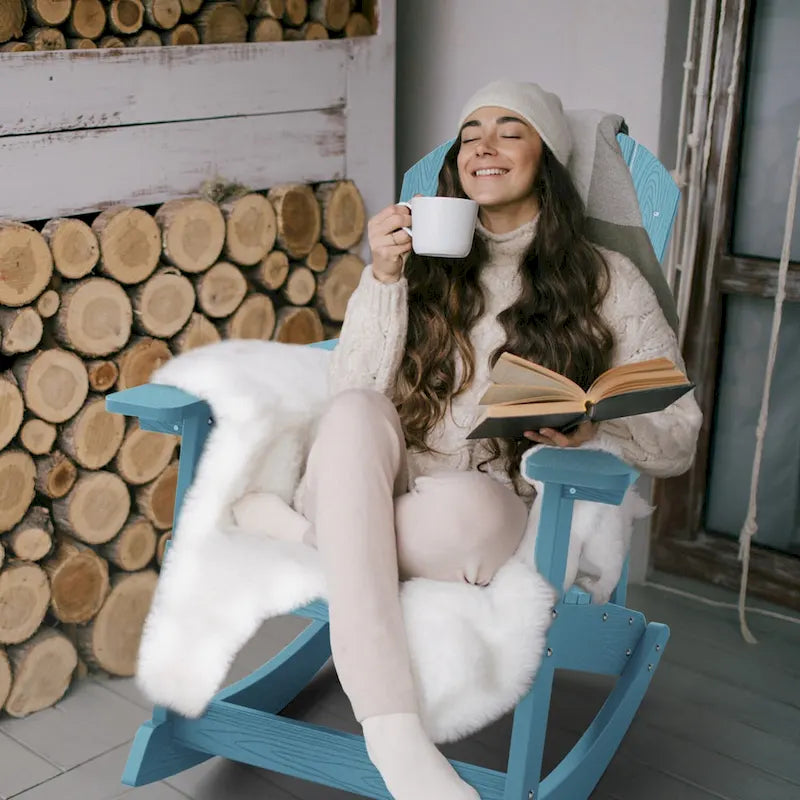 Chaise berçante WINSOON HIPS toutes saisons pour l'extérieur et l'intérieur, chaise Adirondack à bascule