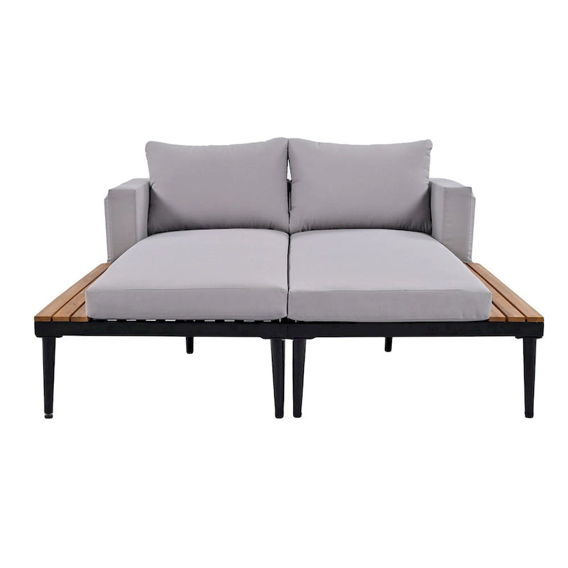 Lit de repos extérieur avec espaces latéraux en bois d'acacia