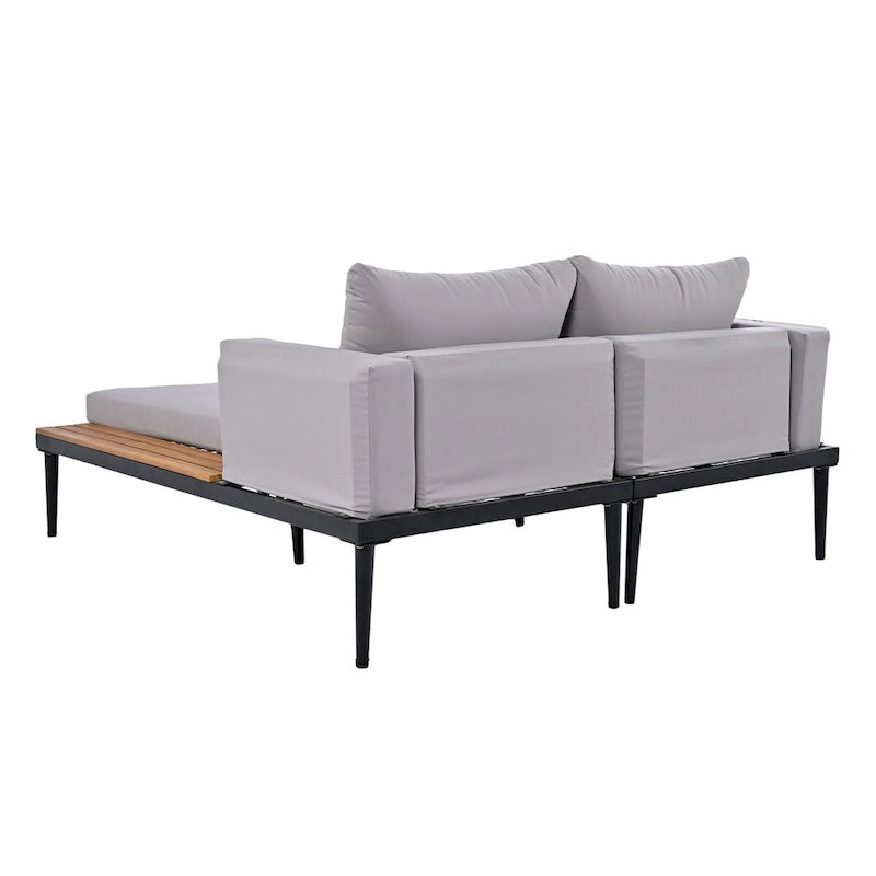 Lit de repos extérieur avec espaces latéraux en bois d'acacia