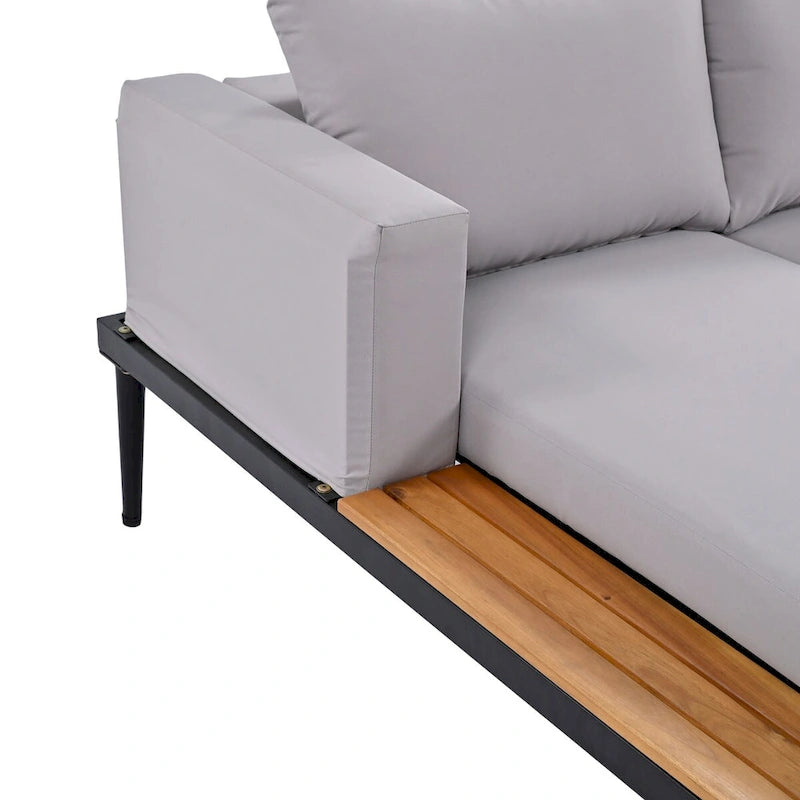 Lit de repos extérieur avec espaces latéraux en bois d'acacia