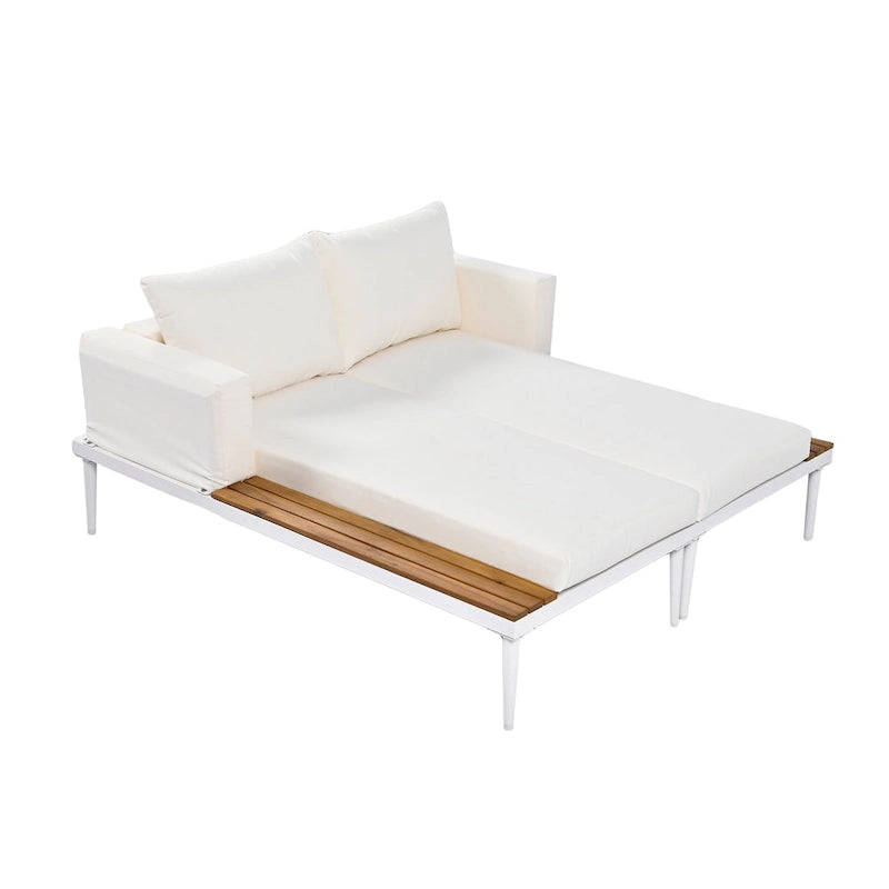 Lit de repos extérieur avec espaces latéraux en bois d'acacia