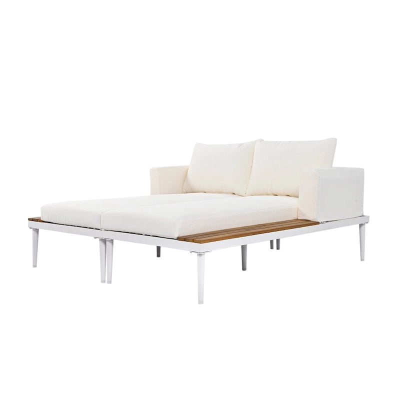 Lit de repos extérieur avec espaces latéraux en bois d'acacia