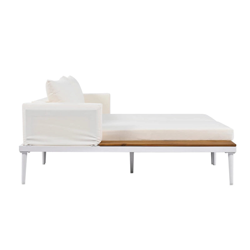 Lit de repos extérieur avec espaces latéraux en bois d'acacia